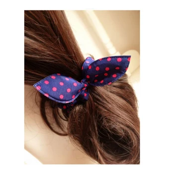 50PC Rabbit Ears Polka Dot Ties Elastic Hair Bands For Girl Women Rubber Band Headband Fast Bun Gum For Hair Accessories Hot