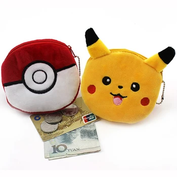 Cartoon Coin Purse Cute Pokemon Eevee Baby Girl Plush Zipper Change Purse Wallet Holders Mini Money Bag For Kids Gift