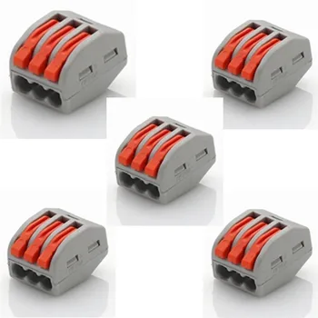 5pcs Reusable Spring Lever Terminal Block Electric Cable Connector Wire 3 Way HD0122 Low Price