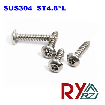 100pcs/lot ST4.8*L Stainless Steel Six-Lobe Round head self tapping screw, SUS 304 torx screw/ TorxSTWP