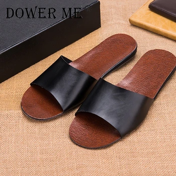 Brand New 2017 Spring/Summer/Autumn Casual Men Sandals Cow Leather Linen Slippers Summer Shoes Flip Flops  8804