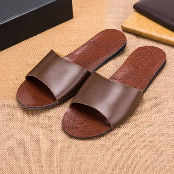 Brand New 2017 Spring/Summer/Autumn Casual Men Sandals Cow Leather Linen Slippers Summer Shoes Flip Flops  8804
