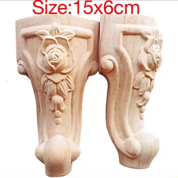 4PCS/LOT 15x6CM European Furniture Accessories Wood Carved Flower TV Cabinet Table Feets Foot Bathroom Cabinet Legs