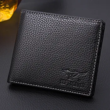 Septwolves Genuine Leather Men's wallet black and coffee Brand Cowhide purse Business ultrathin men's purse card wallet