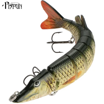 Pisfun 1pcs 20cm/65g Multi-section Artificial Lures Two Hooks Artificial Muskie Pike Lure Big Lure Swim Bait 7.87in/2.29oz