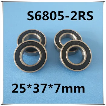 4PCS 25x37x7 Stainless steel hybrid ceramic ball bearing S61805 2RS CB / S6805 2RS CB ABEC5 bicycle bearing