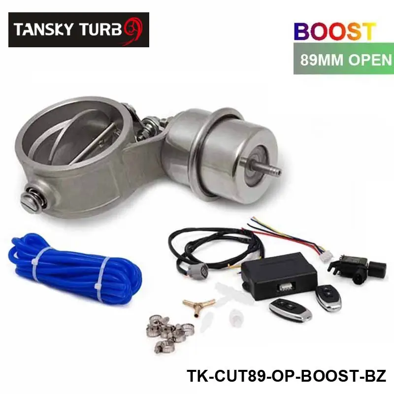 Exhaust Control Valve With Boost Actuator Cutout 89mm Pipe Opend with Wireless Remote Controller Set TK-CUT89-OP-BOOST-BZ