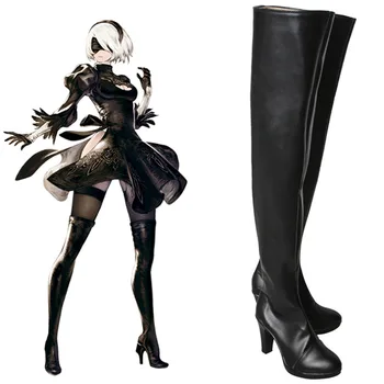 NieR:Automata Cosplay YoRHa No. 2 Type B Shoes Boots For Adult Women's High Heels Over Knee Cosplay Boots Custom Made
