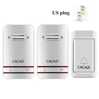 CACAZ lastest excellent quality no battery doorbell,1 transmitter 2 receivers 120 M remote battery-free wireless doorbell