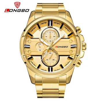 LONGBO Military Men Stainless Steel Band Sports Quartz Watches Dial Clock For Men Dynamic Dial Watch Relogio Masculino 80240