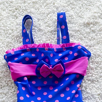 All for children Dot blue and pink Patchwork girls swimwear one piece girls swimwear kids biquinis infantil girl bikini