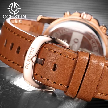 2017 OCHSTIN Brand Fashion Quartz Chronograph Watches Men Luxury Brand Waterproof Leather Sport Watch Male Clock Montre Homme