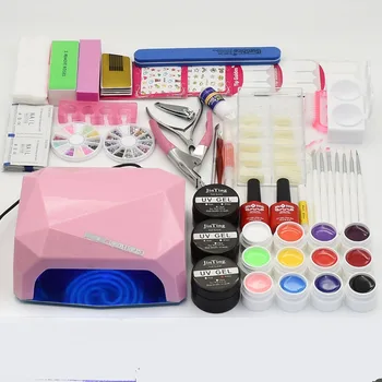 12 Colors UV Gel Nail Polish uv led Lamp base gel top coat Practice Finger Cutter nail brush Nail Art Tool Kit Set manicure set