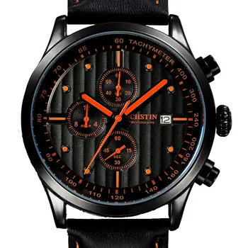 2017 OCHSTIN Brand New Fashion Casual Man Male Chronograph Clock Military Army Sport Leater Strap Luxury Wrist Quartz Watch men