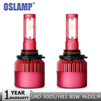 Oslamp 2pcs 9005/HB3 80W SMD Car LED Headlight Bulb All In One CREE Chips 9600LM 6500K DRL Auto Led Headlamp Fog Lights 12v 24v