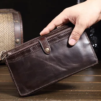 Men Long Wallet Brand Luxury Male Genuine Leather Clutch Bag Casual Design Zipper Money Purse Wallets Credit Card Holders