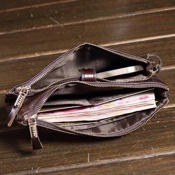 Men Long Wallet Brand Luxury Male Genuine Leather Clutch Bag Casual Design Zipper Money Purse Wallets Credit Card Holders