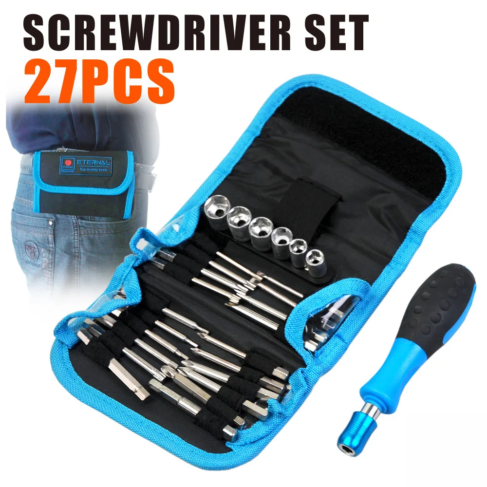 27pc Screwdriver Set 100mm Long Hex Torx Socket Screwdriver Set Hexagon Socket & Quick Release Drive Handle AD1024