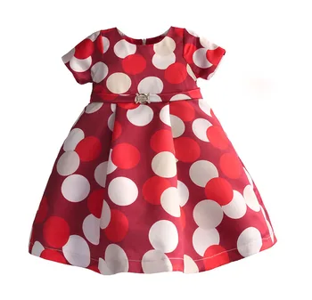 Baby Girls Dress Polka Dot Printed Children Girls Dresses Rhinestones Belt Kids Clothes Party Birthday robe fille enfant 3-8Y