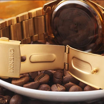 2017 Gold Quartz Watch Men Top Brand Luxury Wrist Watches Men Golden Wristwatch Male Clock quartz-watch Relogio Masculino