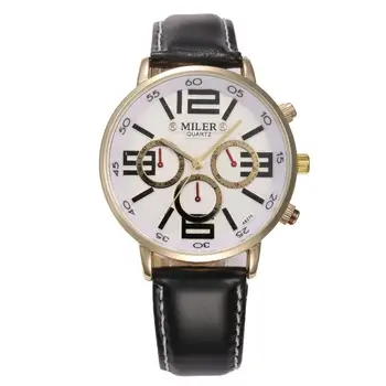 Miler Brand Men Business Watch 2016 New Relogio Masculino Leather Sport Watches Quartz Military Fashion Wristwatches ML22