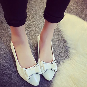2016 Korean Style New Fashion Woman Flats Non-slip Bowtie Shallow Mouth Flat Single Shoes Multi-colored Casual Shoes ST372
