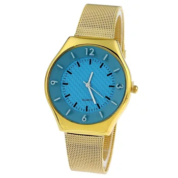 New Luxury Women Watch 3D White Numbers golden mesh band office Fashion Wristwatch Vintage Clock para femme