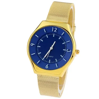 New Luxury Women Watch 3D White Numbers golden mesh band office Fashion Wristwatch Vintage Clock para femme