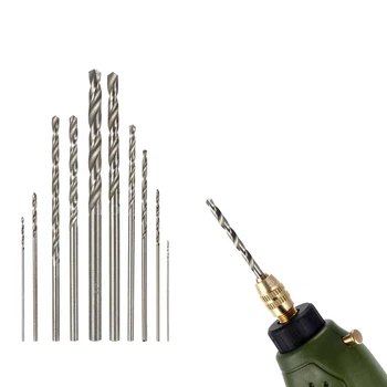 10Pcs Mini High Speed White Steel Twist Drill HSS Bit Set For Dremel Rotary Tool