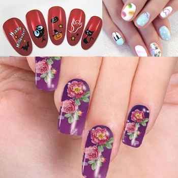 50pcs Mixed Flowers Nail Stickers,108pcs/sheet Top Quality Metallic Mix Design Nail Decals,DIY Beauty Manicure Nail Tips Decora