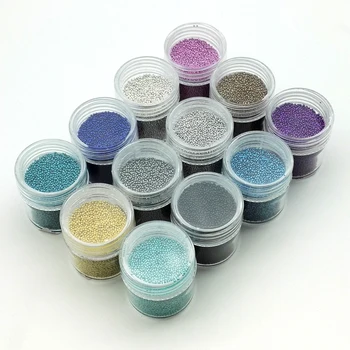 1 Box Caviar Manicure Nail Art Mini Beads Rhinestones for Nails Micro Nai Crystal Ball 3D Nail Art Decorations 12Colors Choose