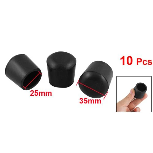 Black 10 Pcs 25mm Cone Shaped Dia Furniture Table Chair Rubber Foot Pads