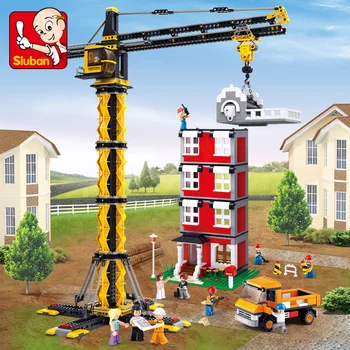 Model building kits compatible with lego city Engineering Tower cranes 3D blocks model building toys hobbies for children