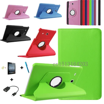 Fashion 360 Degree Rotating Leather Cover Case for Samsung Galaxy Tab E 9.6 T560 T561 Tablet Case+Screen Protector+OTG+Pen