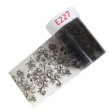 100*4cm 1 Bottle16 Designs Sexy Black Lace Flower Nail Transfer Foil Glitter Laser Pettern Sticker Manicure Nail DIY Decorations