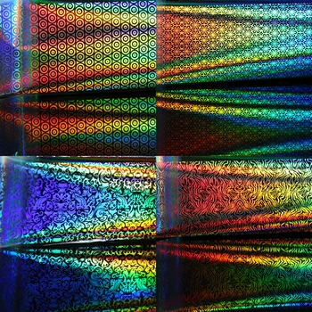 16rolls/set Transparent Holographic Flower Leaves Stripe Wave Spot Skull Tiger Pattern Transfer Foil Nail Art 20*4cm PTV24