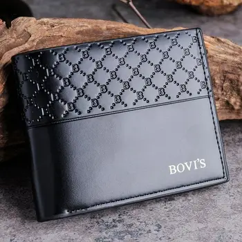 Excellent Quality New Mens Short Wallets Bifold Wallet Mens Top Brand Leather Card Receipt Holder Coins Wallet Purses Pockets