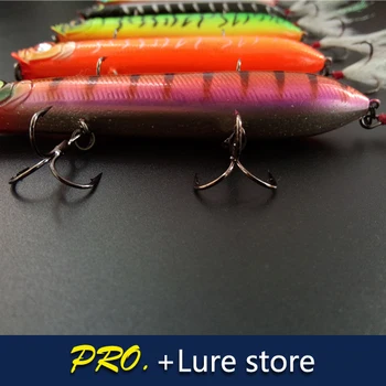 1pc 125mm 26g all kinds of large sea fishing tackle bait lures for big game with 3 treble hooks pencil popper