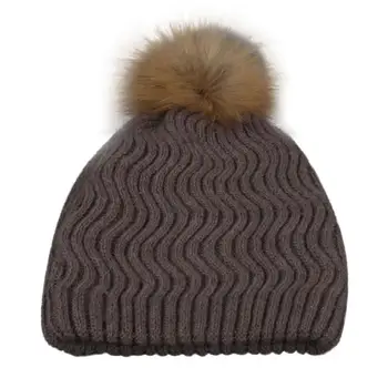 Nerwly Stylish Fashion Women Winter Crochet Hat Fur Wool Knit Acrylic Brand Skullies and Beanies Raccoon Warm Cap No11