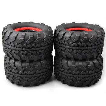4PCS/Set Black and Red Rubber Bigfoot Tires Fit For 1/8 Scale Monster Truck Models 3011