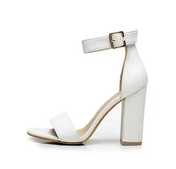 Hot Selling Fashion Woman Sandal Summer Open toe Ankle Strap Thick Heels Sandal 2017 nude suede ankle strap high heel sandal