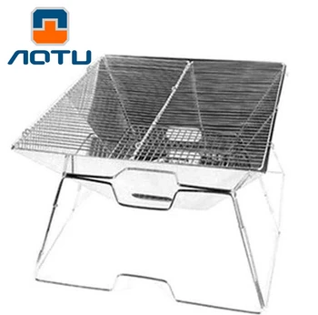 AOTU Stove Outdoor Camping Wood Stove New Convex Stainless Steel Grill Bbq Charcoal Carbon Furnace Oven Camping Accessories 305