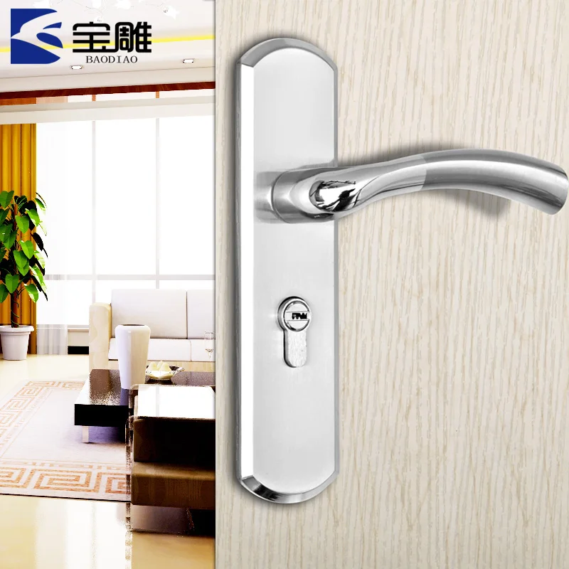 TOP European brushed stainless steel interior bedroom door handle locks steel door locks
