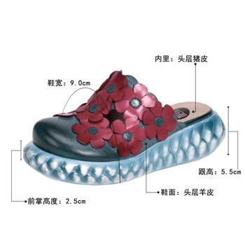 Xiangban 2017 flat platform slippers women genuine leather thick bottom casual women slipper high heels sandals