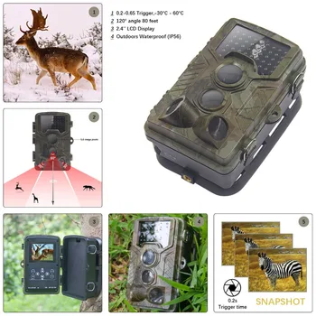 16MP 1080P Wildlife Camera Photo Traps with 120 Wide Angle Trail Surveillance Camera Night Vision Hidden Camera For Game Hunting