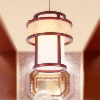 New Chinese style handmade wood art Pendant Lights White acryl lampshade E27 LED lamp for corridor&stairs&cafe&pavilion MF029