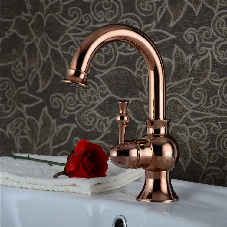 DONA4711 Solid brass golden basin faucet with 360 degree rotation rose gold bathroom basin mixer tap