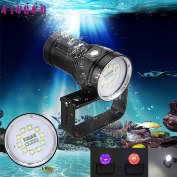 10x XM-L2+4x R+4x B 12000LM LED Photography Video Scuba Diving Flashlight Torch