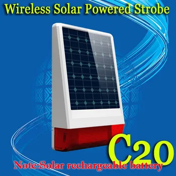 Wireless 315mhz or 433mhz Outdoor big strobe Solar powered Siren with LED flashing response sound chooseable 130 dB