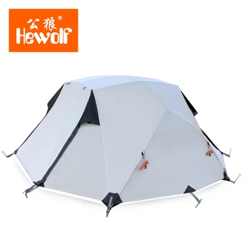 Hewolf 2 layer 2 person aluminum pole anti wind rain proof beach hiking fishing mountaineering outdoor camping tent